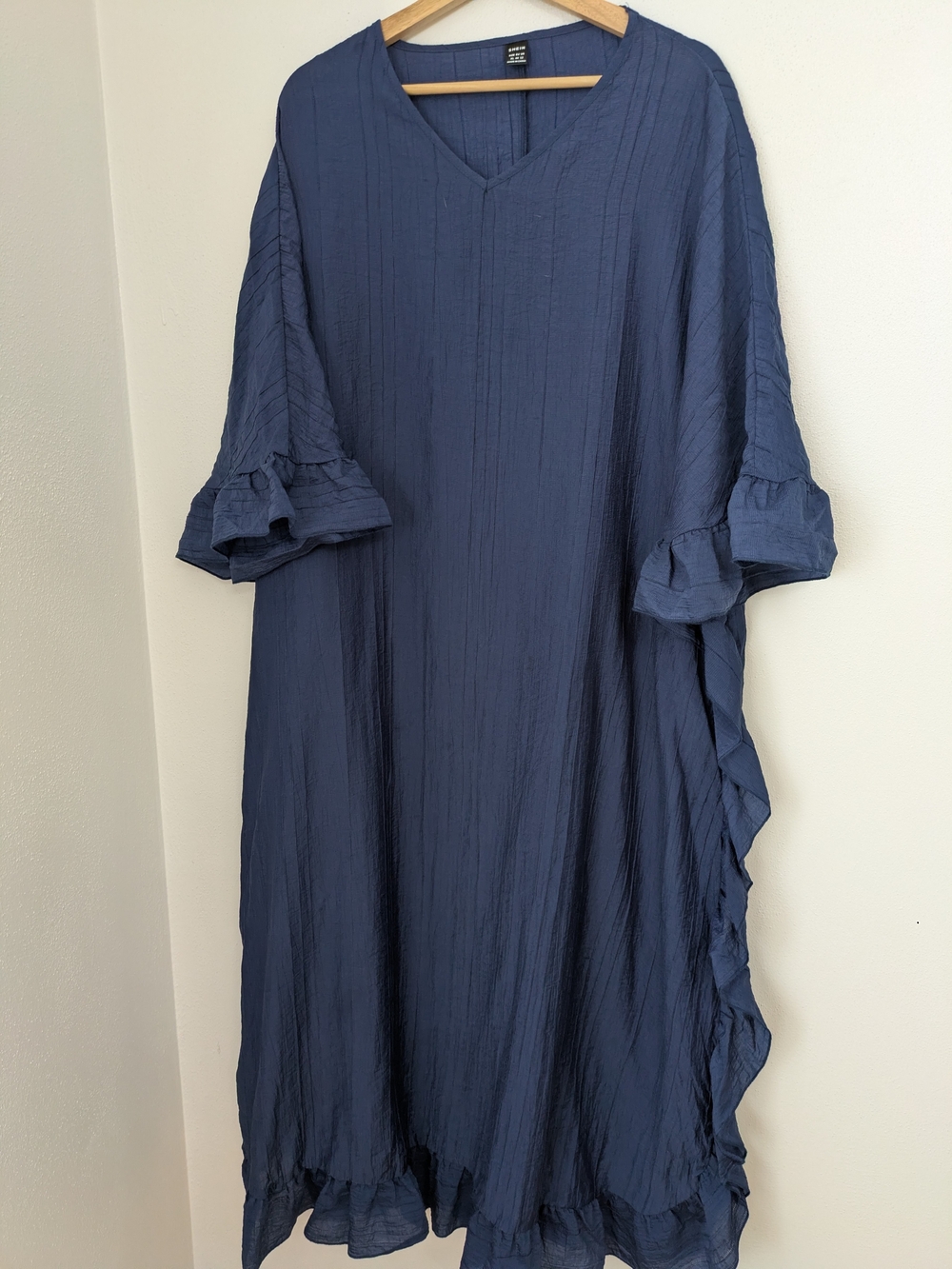 SHEIN Navy Blue V-Neck Ruffle Maxi Dress